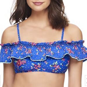 Vera Bradley Floral Flounce Bikini Top Cobalt Blue